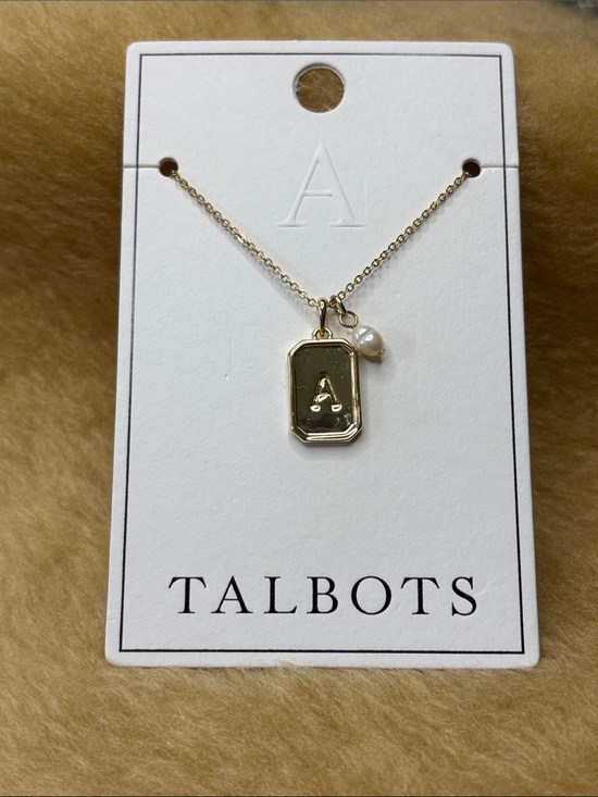 Talbots Jewelry - Talbots Gold-Tone 'A' Tag Necklace with Pearl Charm
